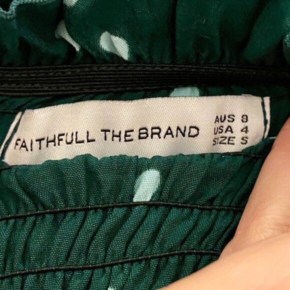 Faithfull the Brand Del Mar Dress Linnea Dot Green Resort Smocked Mini Dress 4 S - Picture 5 of 10